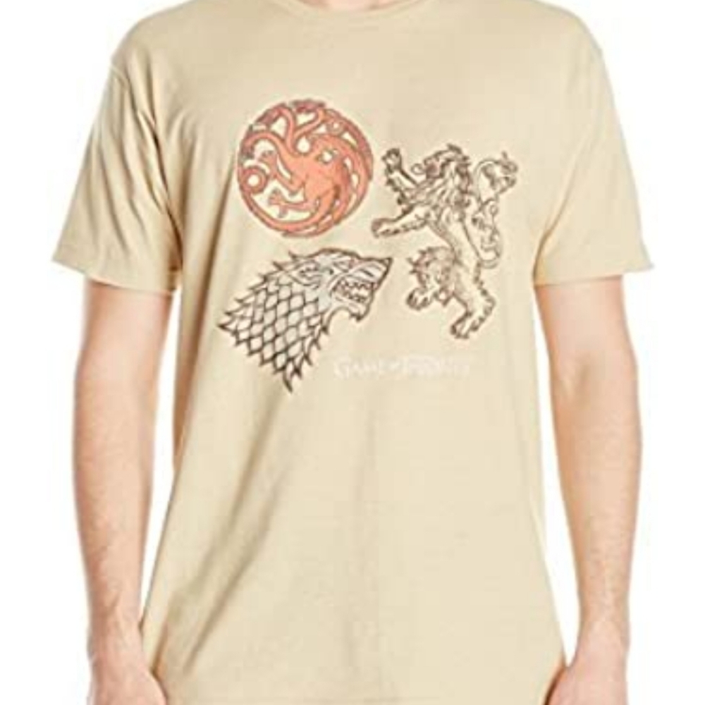 Game Of Thrones GoT Tan Tee Shirt Graphic Orange Brown Unisex